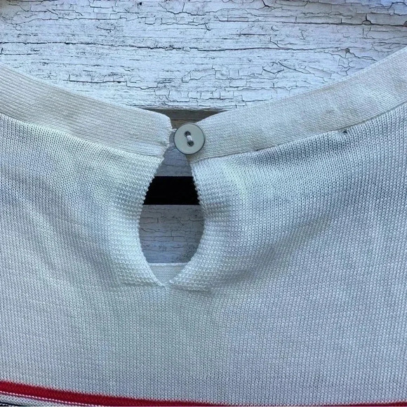 Talbots Pullover Sweater Red Black Cream Stripes Pointelle Size 2X - Picture 5 of 5